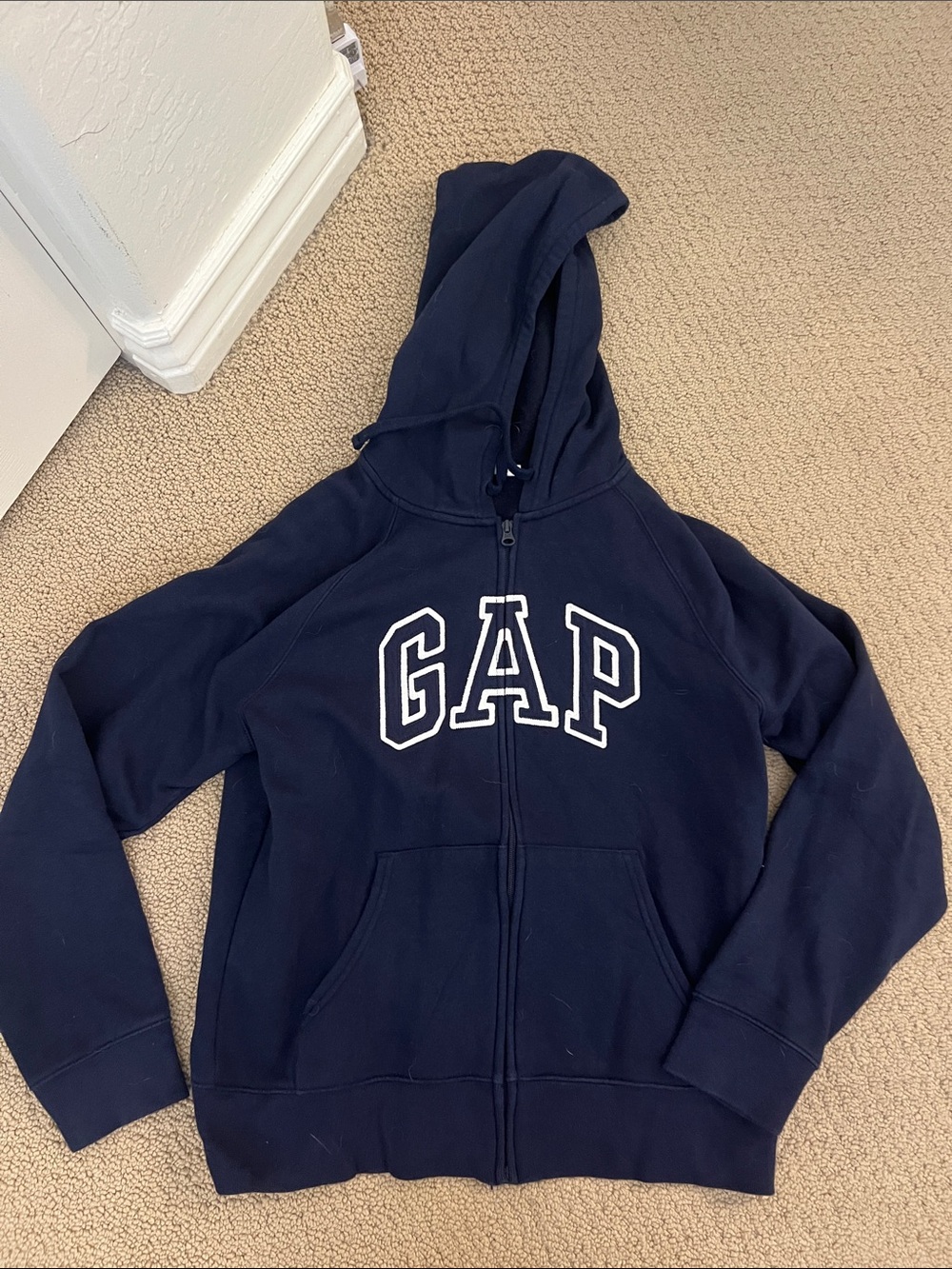 GAP Navy Full-Zip Logo Hoodie